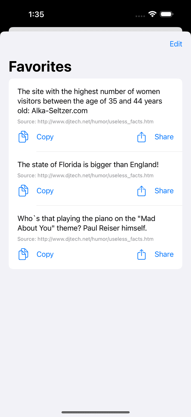 Favorites Screenshot